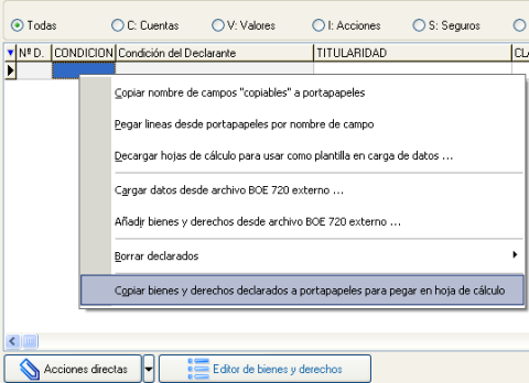 Copiar datos de Modelo 720 para pegar en hoja de cálculo