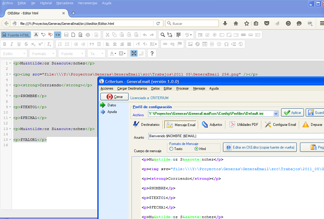 Copiar mensaje html desde ckeditor