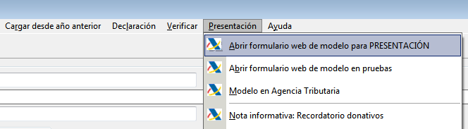 Abrir web en AEAT de modelo 182