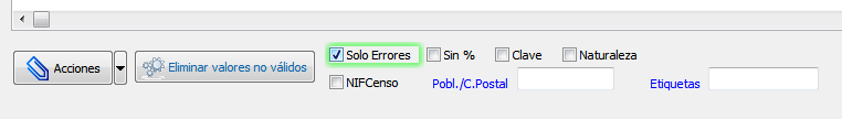 Filtrar solo errores en modelo 182