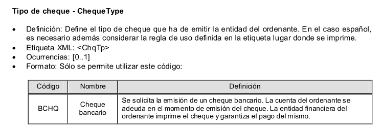 Tipo de cheque - ChequeType