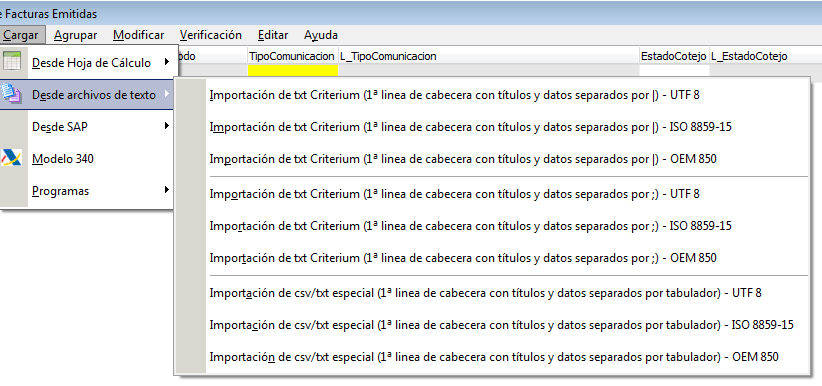 Carga desde archivos de texto CSV