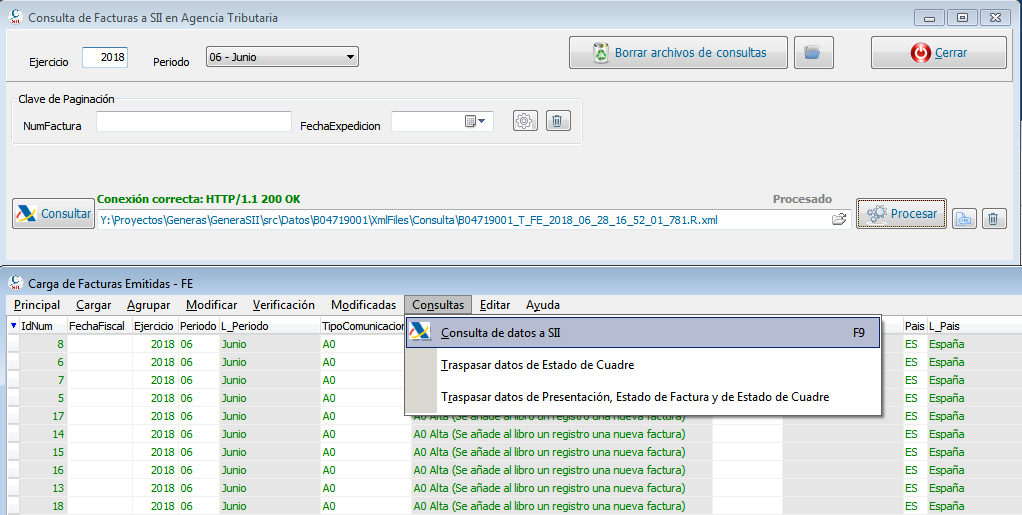 Obtener facturas del SII