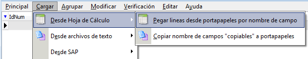 Carga desde hoja de cálculo en SII