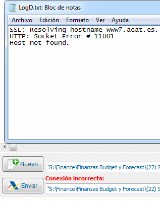 Error SII por no configuración de proxy