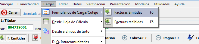 Formularios para carga de facturas
