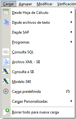 Métodos para cargar datos en SII