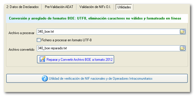opción "utilidades"